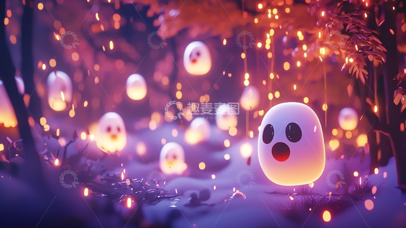 高清大图下载【趣麦麦图】梦幻森林中的发光小鬼