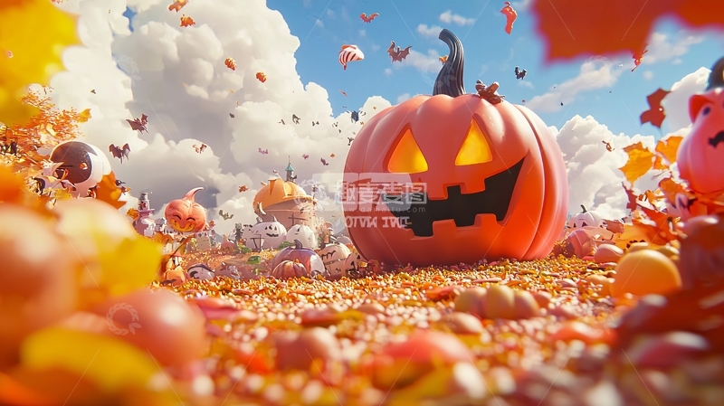高清大图下载【趣麦麦图】万圣节南瓜糖果场景