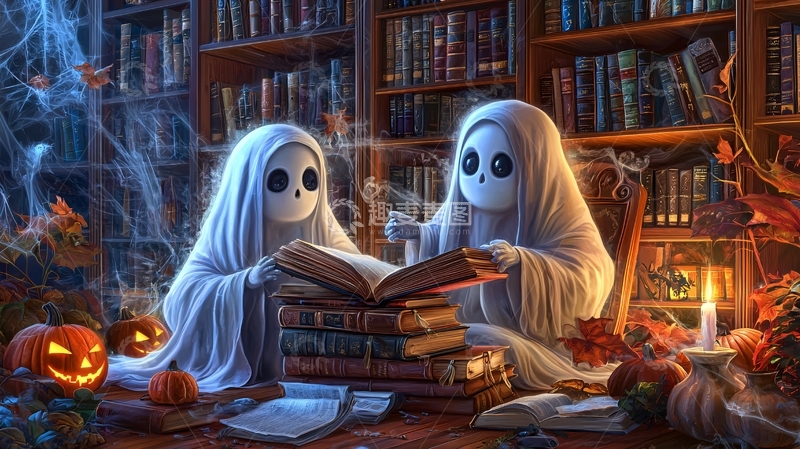 高清大图下载【趣麦麦图】幽灵图书馆里的书页