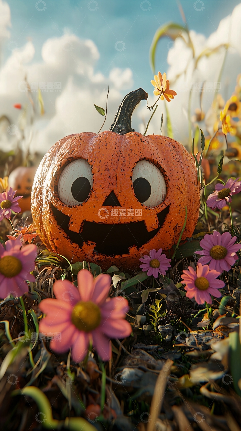高清大图下载【趣麦麦图】秋日南瓜与花朵