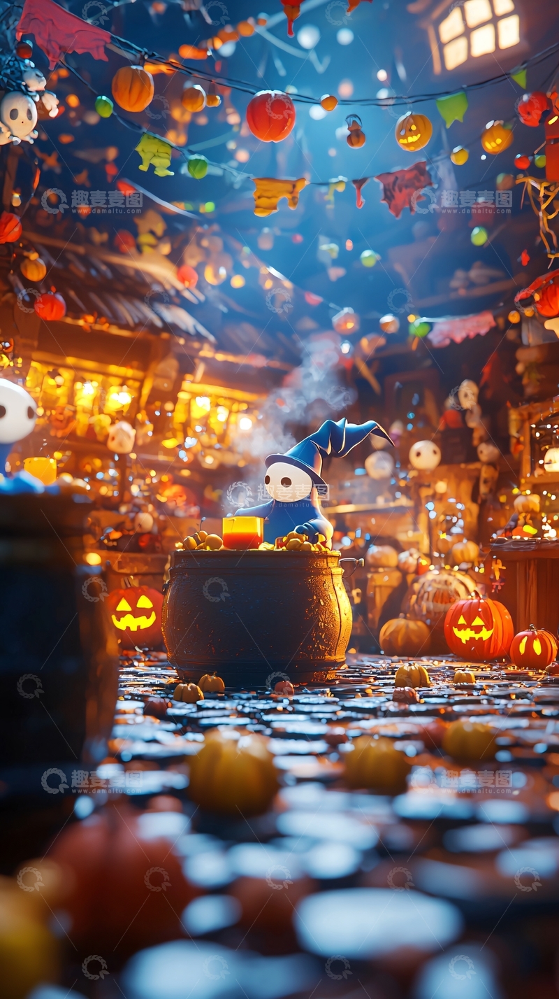 高清大图下载【趣麦麦图】万圣节主题店铺装饰场景