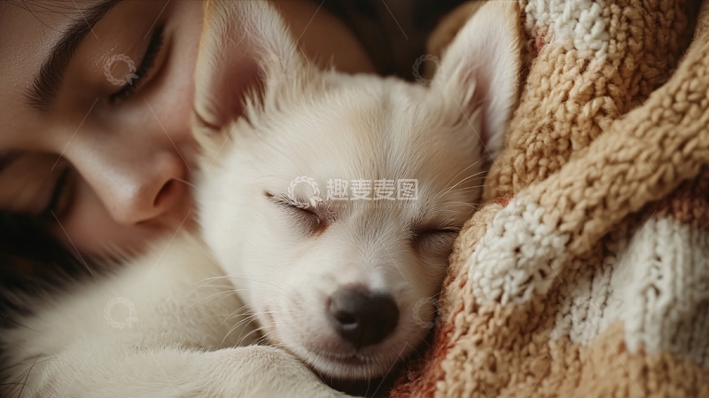 高清大图下载【趣麦麦图】温馨的宠物与主人亲密时刻