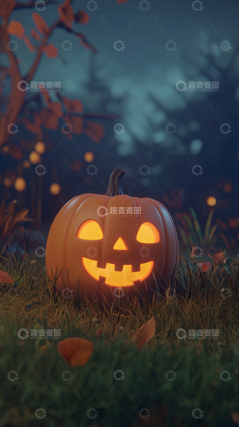 高清大图下载【趣麦麦图】万圣节南瓜灯夜景