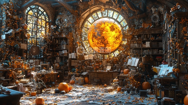 高清大图下载【趣麦麦图】秋日魔法书房