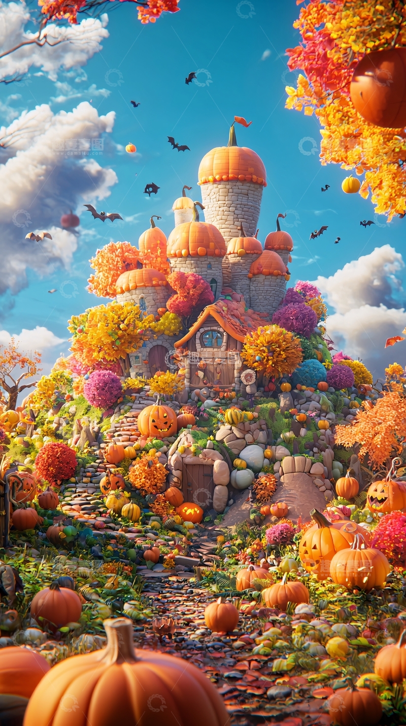 高清大图下载【趣麦麦图】万圣节南瓜城堡