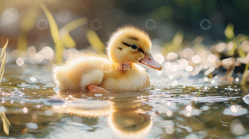 高清大图下载【趣麦麦图】小鸭子在水中游泳