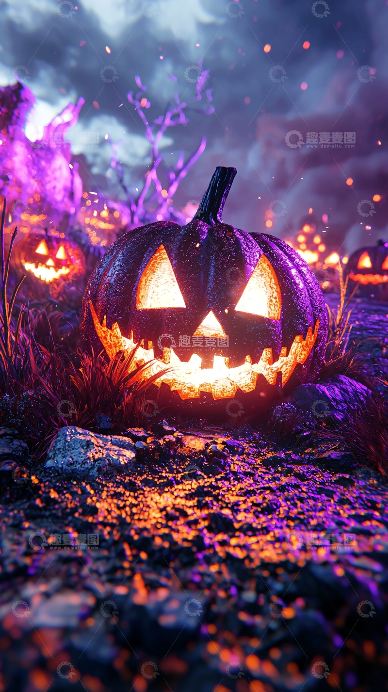 高清大图下载【趣麦麦图】万圣节南瓜灯夜景