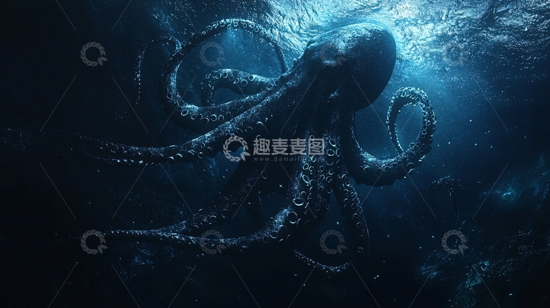 高清大图下载【趣麦麦图】深海章鱼水下场景