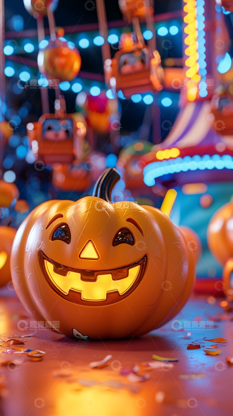 高清大图下载【趣麦麦图】万圣节南瓜灯游乐场背景