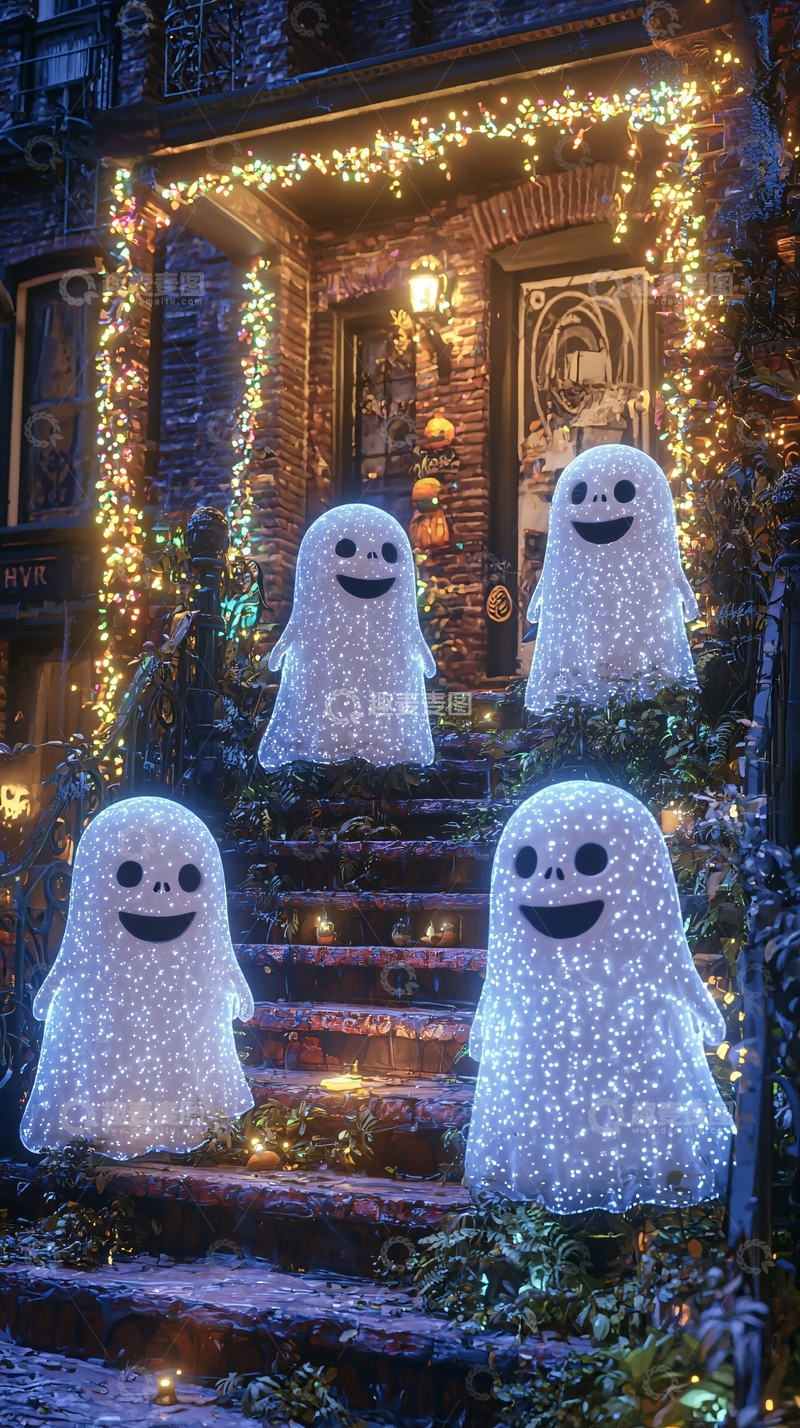 高清大图下载【趣麦麦图】万圣节鬼魂装饰灯饰
