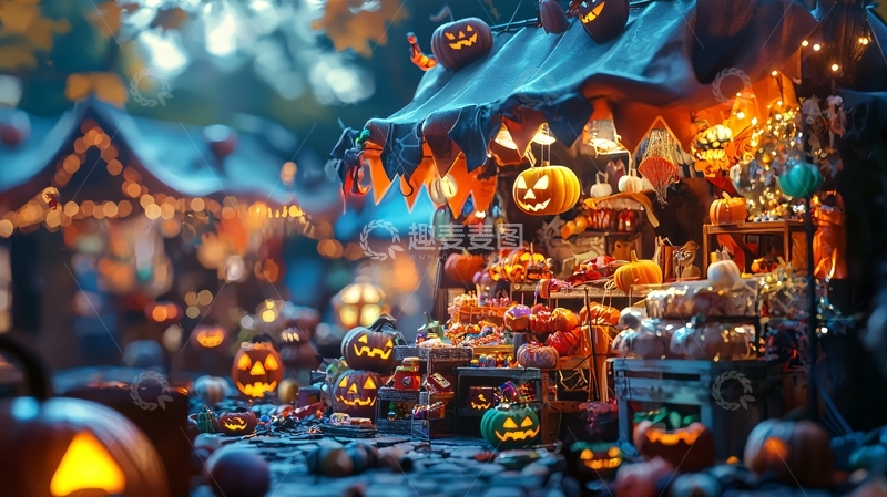 高清大图下载【趣麦麦图】万圣节集市南瓜灯装饰