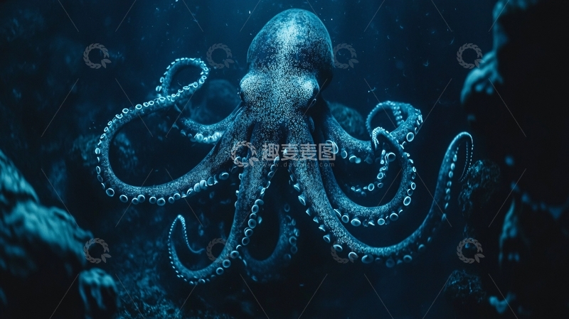 高清大图下载【趣麦麦图】深海章鱼神秘生物