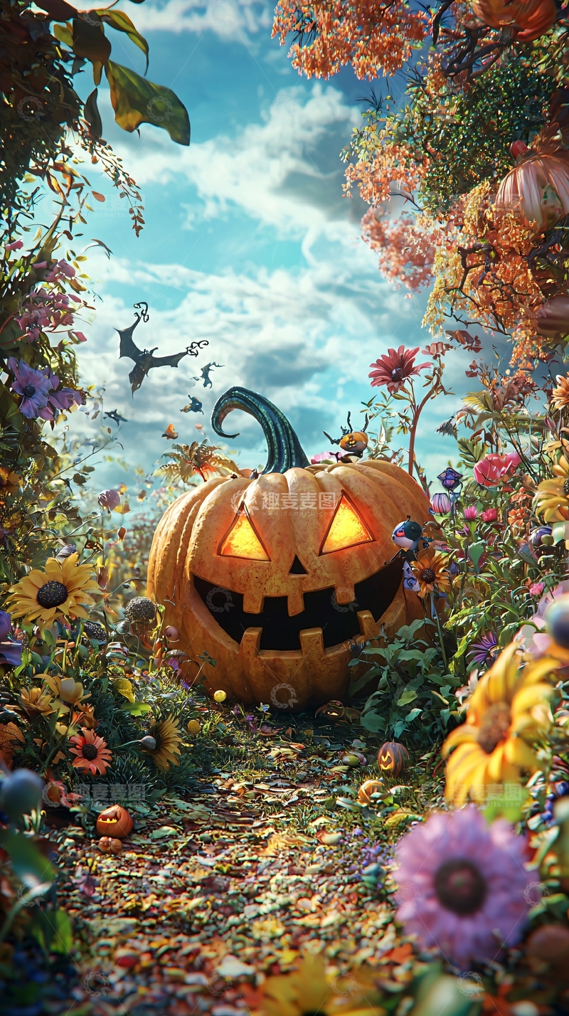 高清大图下载【趣麦麦图】万圣节南瓜花园场景