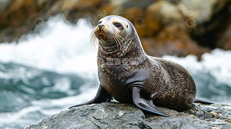 高清大图下载【趣麦麦图】海豹在岩石上的特写