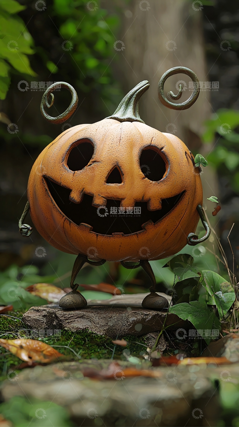 高清大图下载【趣麦麦图】万圣节南瓜灯机器人