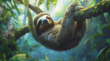 树懒在热带雨林中休息