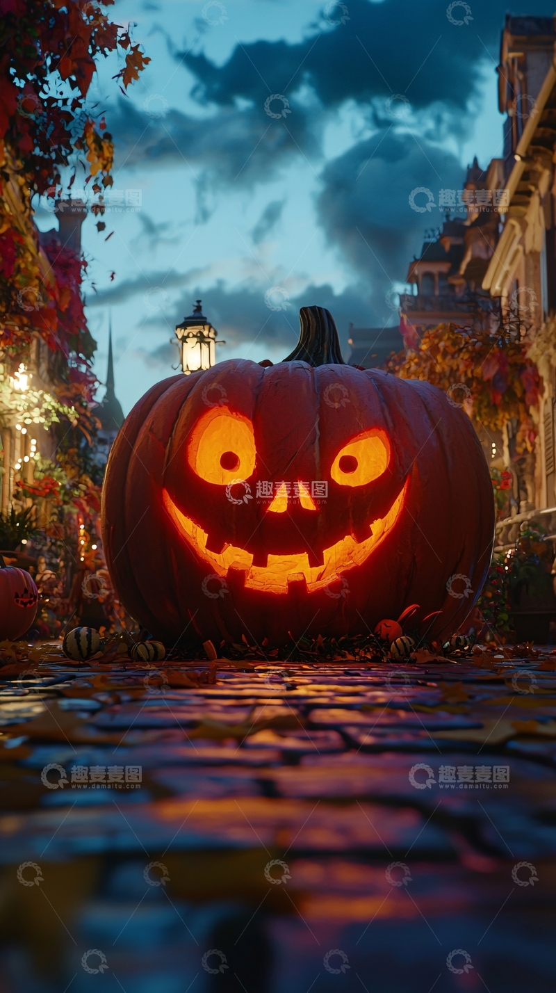 高清大图下载【趣麦麦图】万圣节南瓜灯夜景