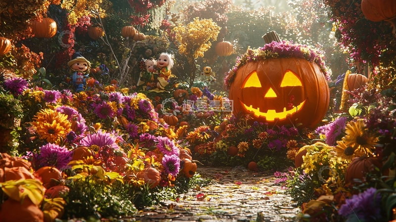 高清大图下载【趣麦麦图】万圣节南瓜花园场景