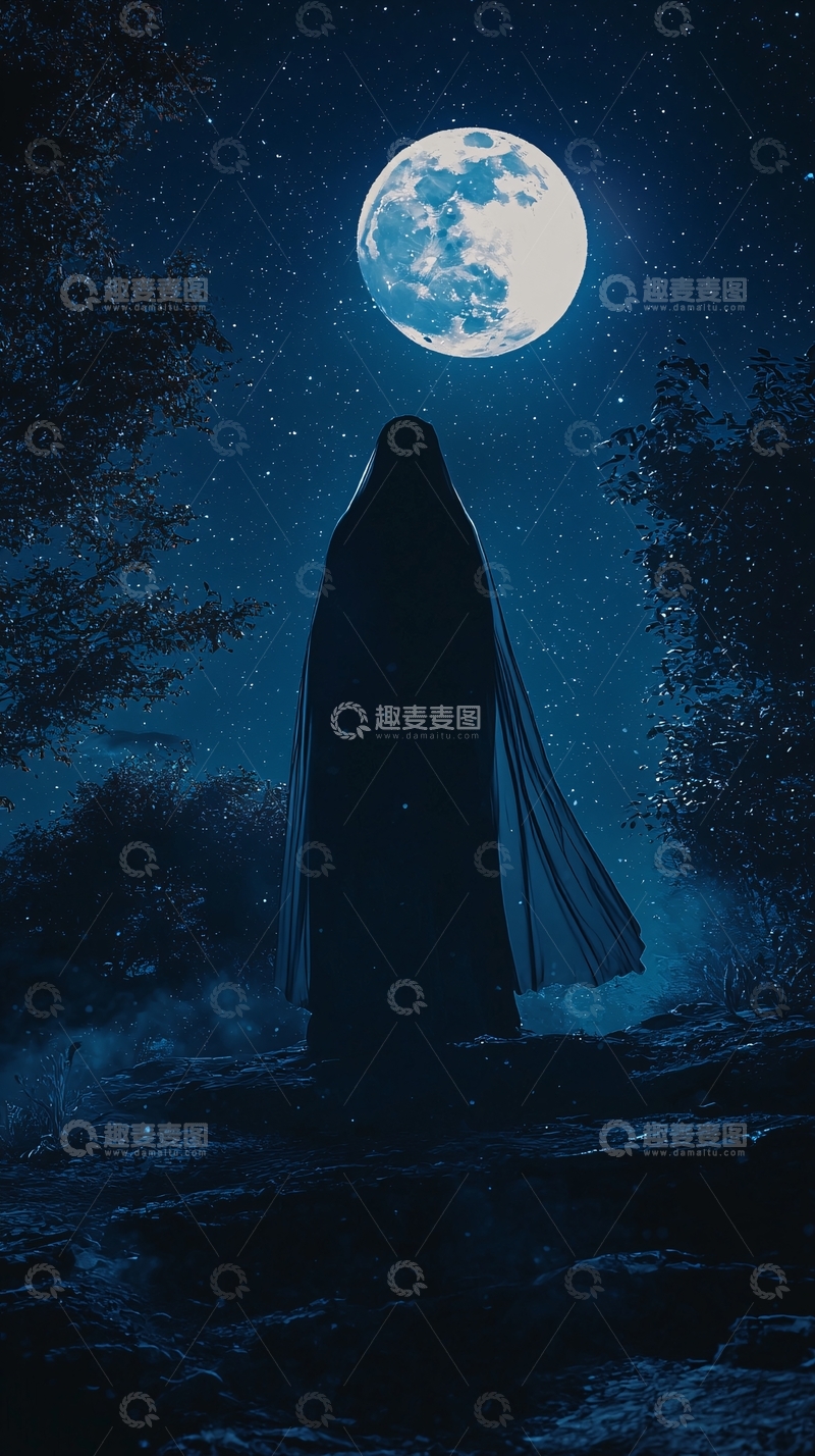 高清大图下载【趣麦麦图】夜色中的神秘身影