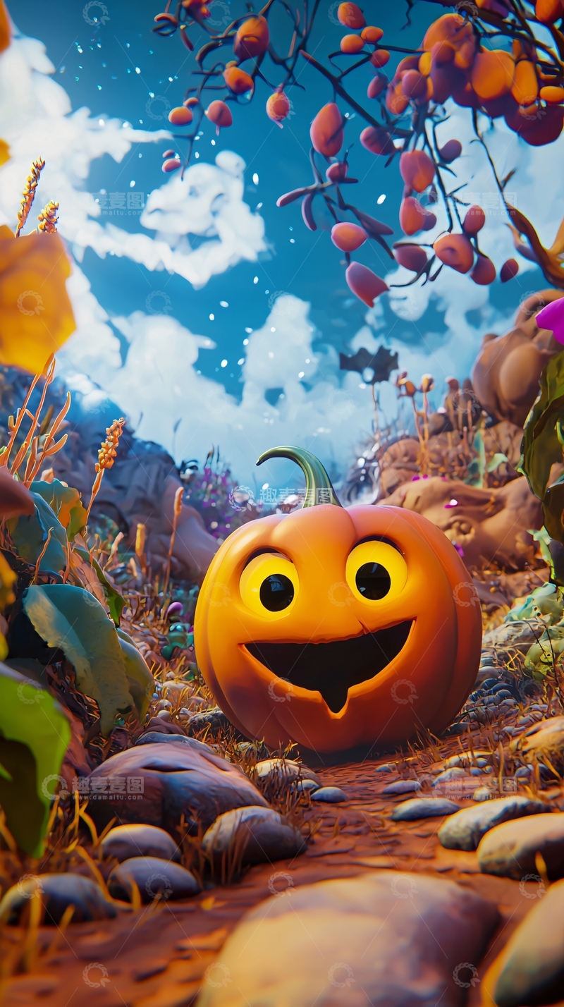 高清大图下载【趣麦麦图】万圣节南瓜灯与自然风景