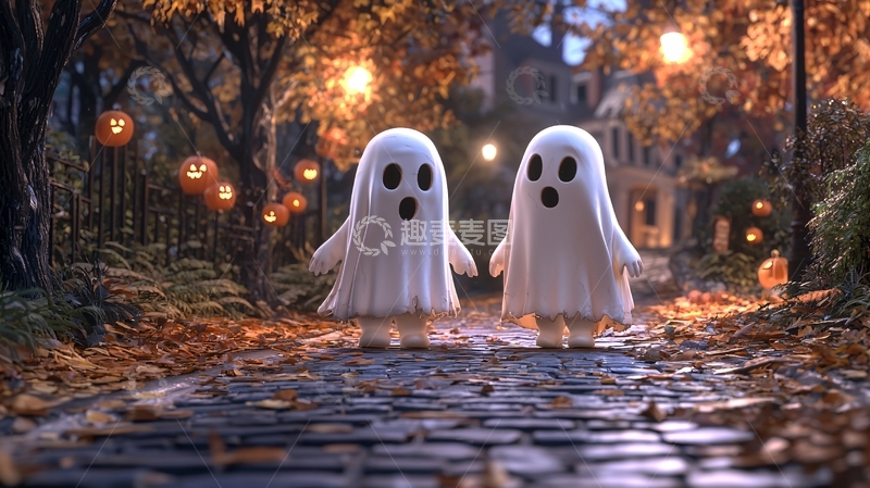 高清大图下载【趣麦麦图】万圣节幽灵装饰场景