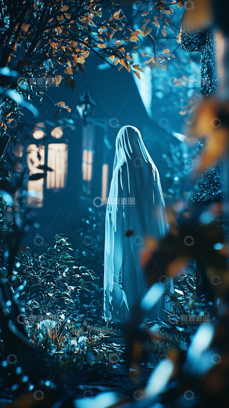 高清大图下载【趣麦麦图】幽灵在古老宅院前