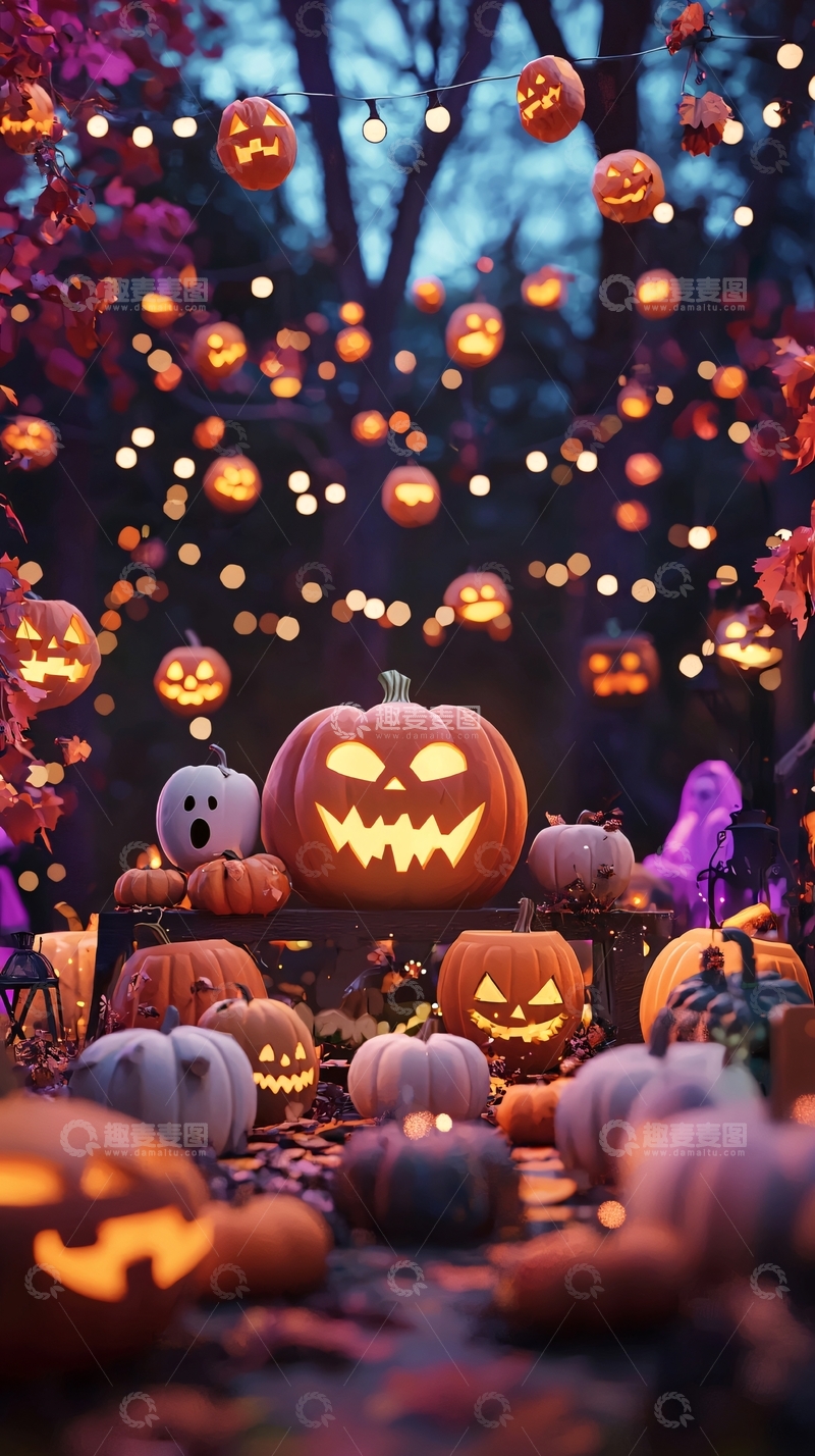高清大图下载【趣麦麦图】万圣节南瓜灯装饰场景