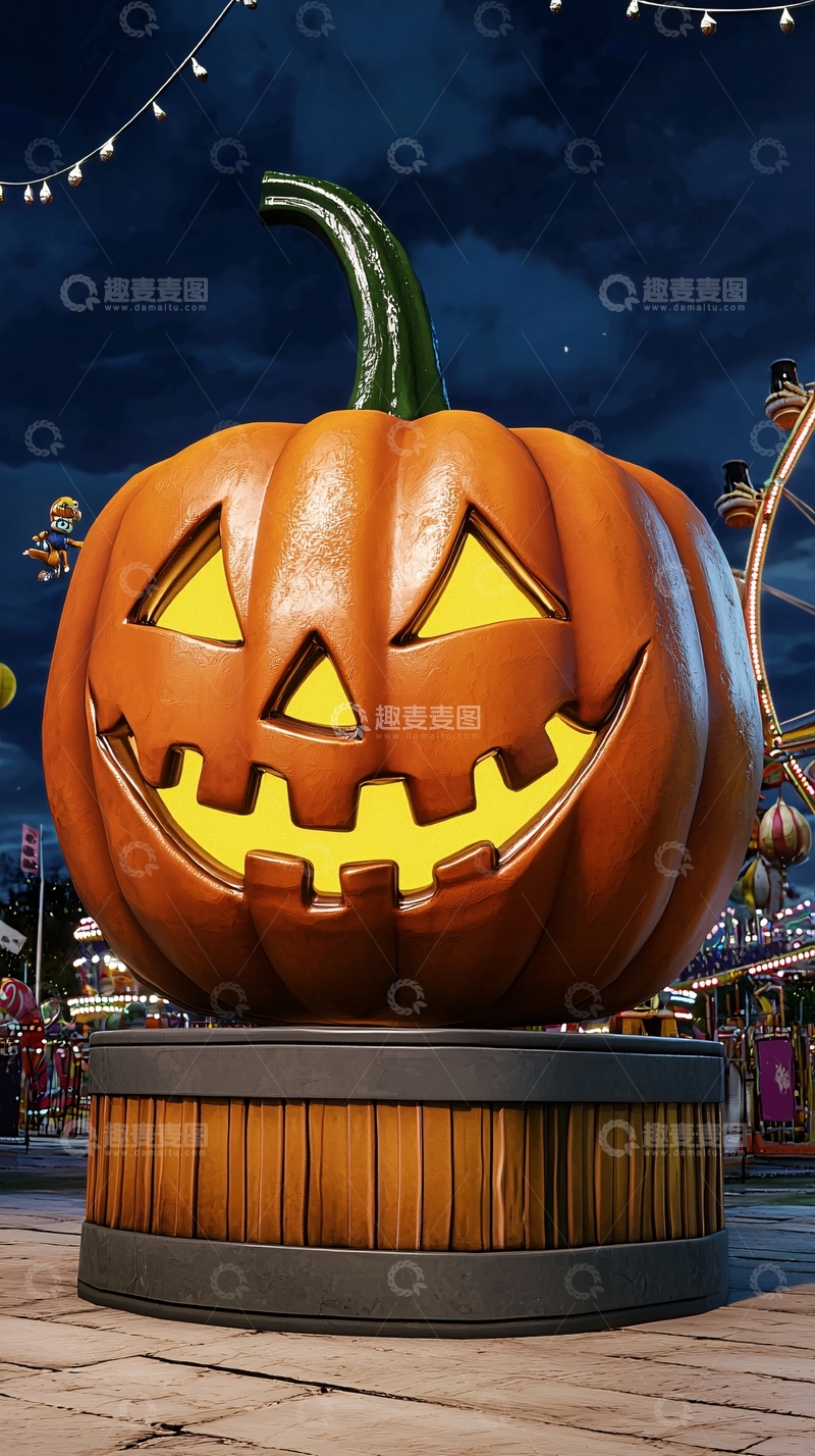 高清大图下载【趣麦麦图】万圣节南瓜灯夜景