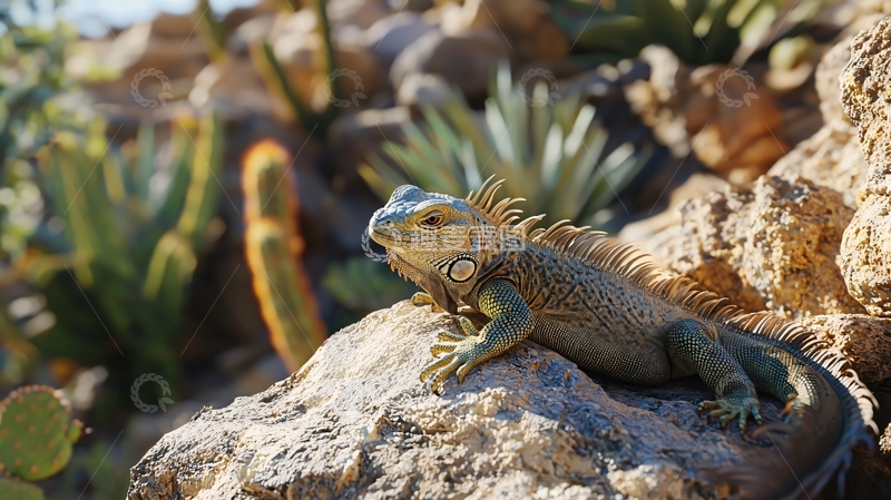 高清大图下载【趣麦麦图】蜥蜴在岩石上的特写照片