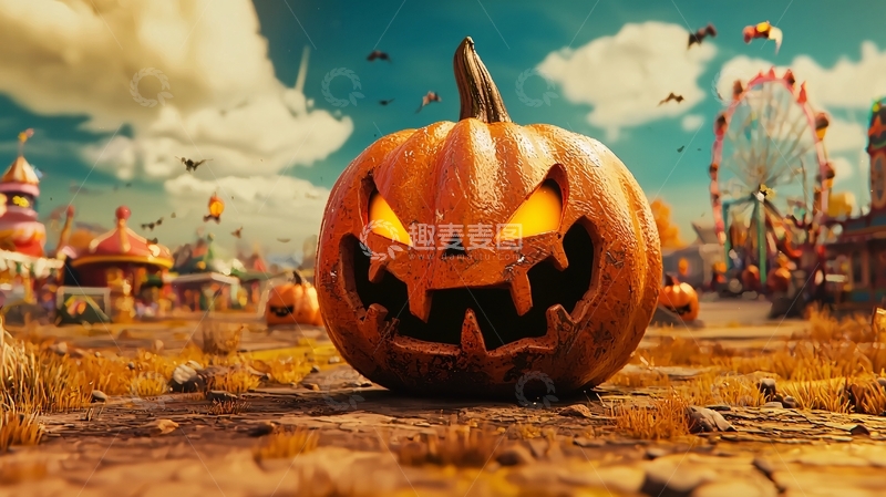 高清大图下载【趣麦麦图】万圣节南瓜灯游乐场