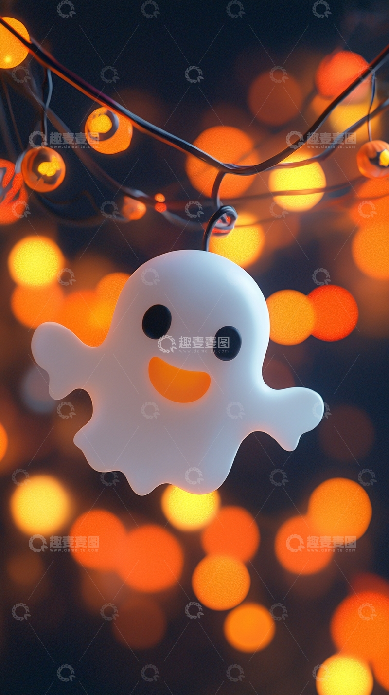 高清大图下载【趣麦麦图】万圣节鬼魂灯饰背景