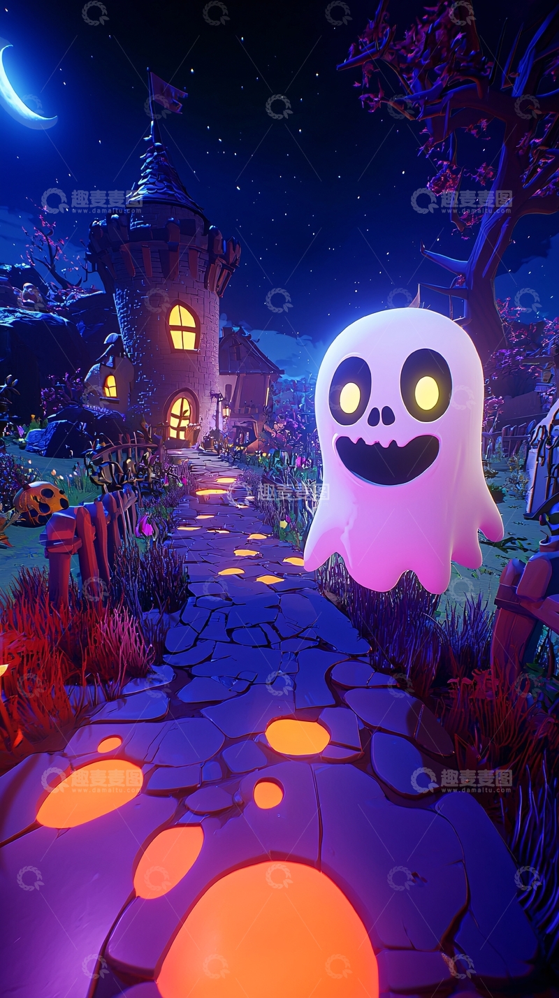 高清大图下载【趣麦麦图】幽灵城堡夜景