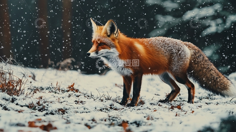 高清大图下载【趣麦麦图】雪地里的狐狸