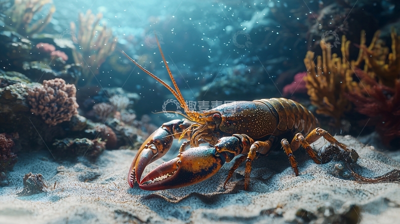 高清大图下载【趣麦麦图】海底龙虾生态场景