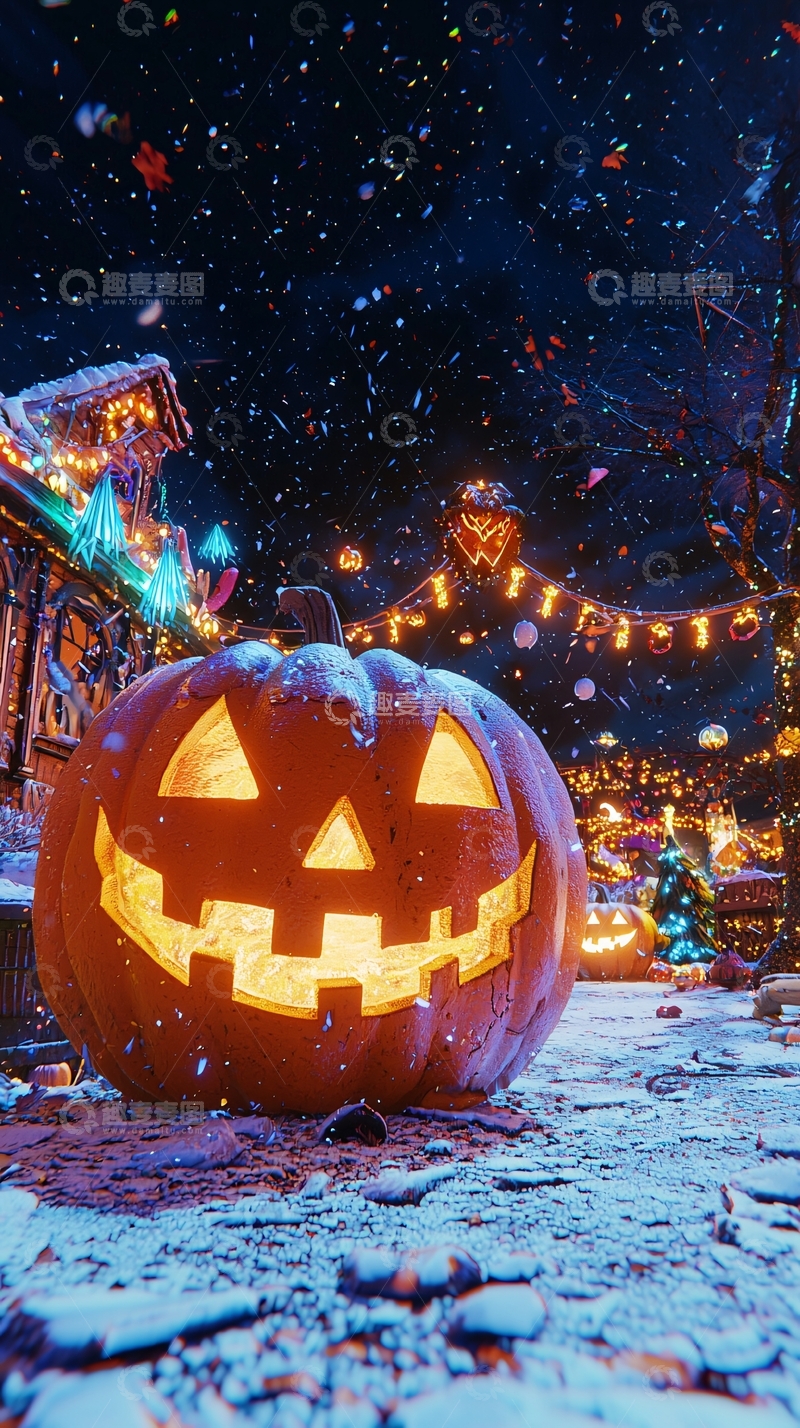 高清大图下载【趣麦麦图】万圣节南瓜灯夜景