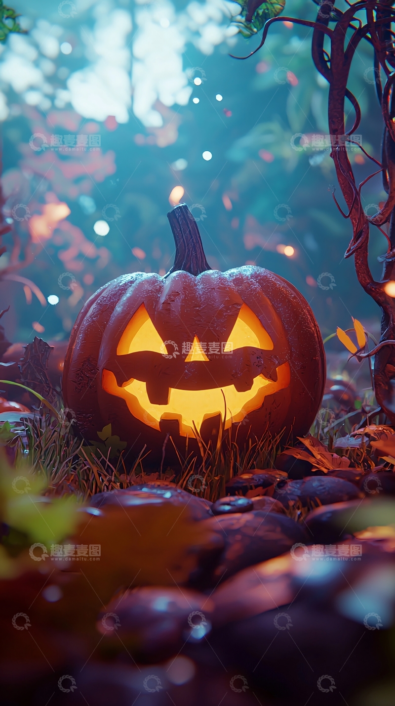 高清大图下载【趣麦麦图】万圣节南瓜灯夜景