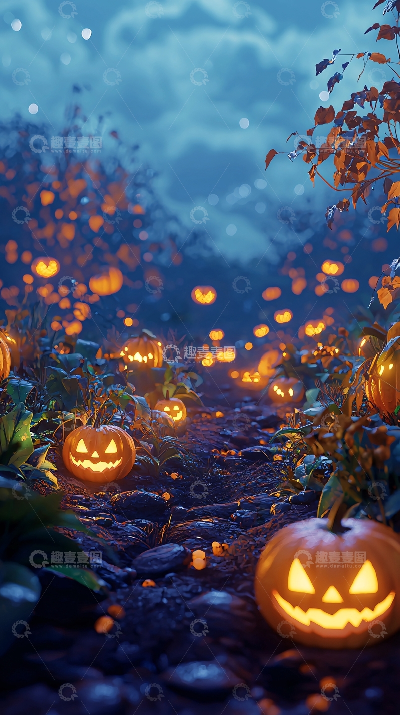 高清大图下载【趣麦麦图】万圣节南瓜灯夜景