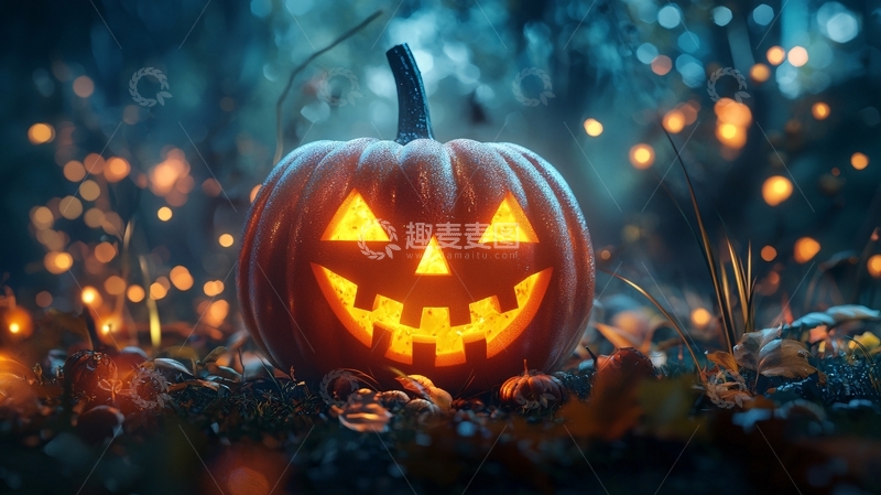 高清大图下载【趣麦麦图】万圣节南瓜灯夜景