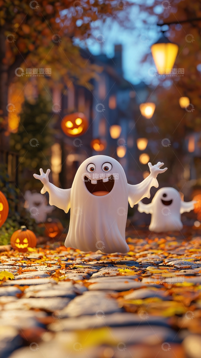 高清大图下载【趣麦麦图】万圣节鬼魂主题街景