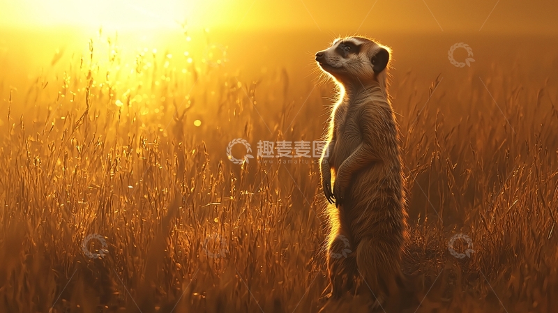 高清大图下载【趣麦麦图】日落下的小动物守望者