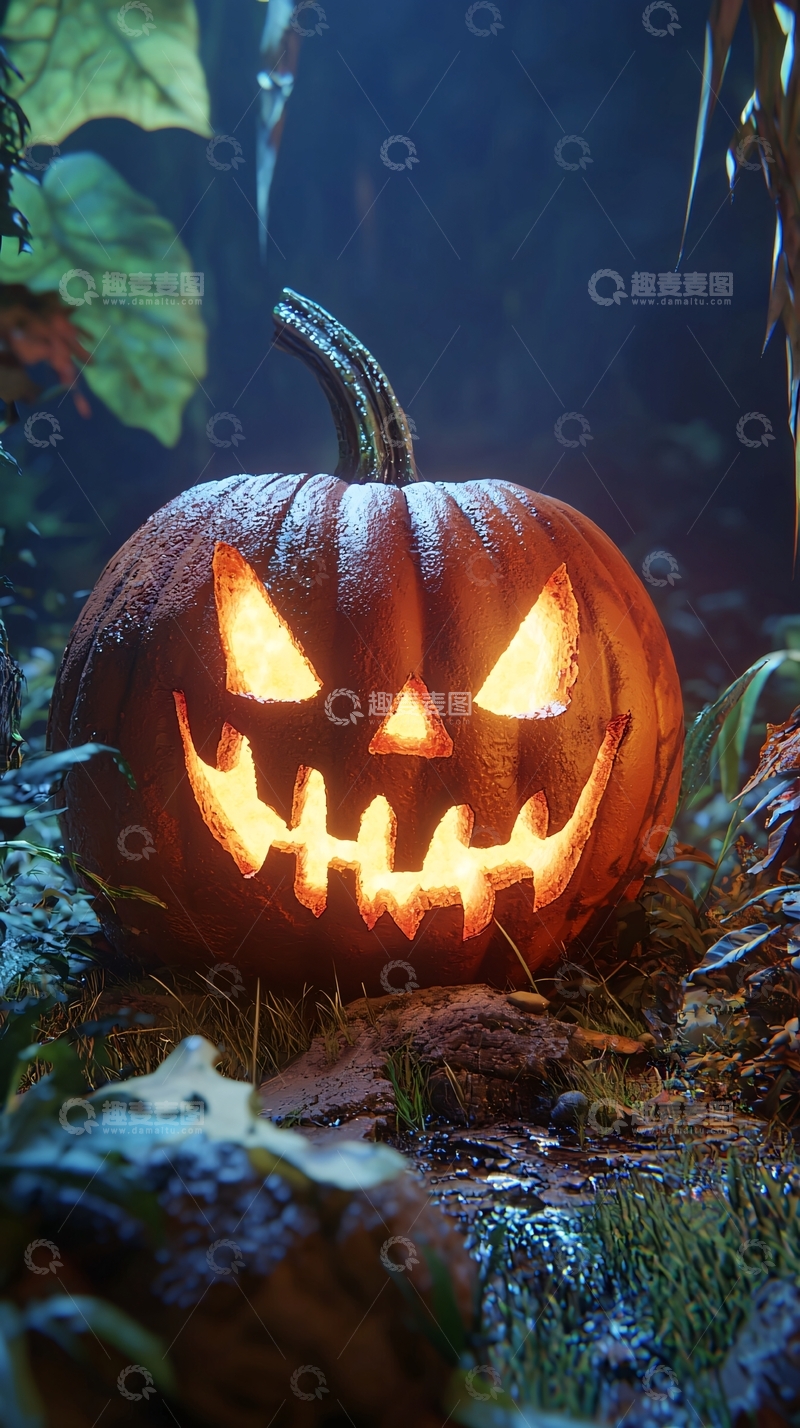 高清大图下载【趣麦麦图】万圣节南瓜灯夜景