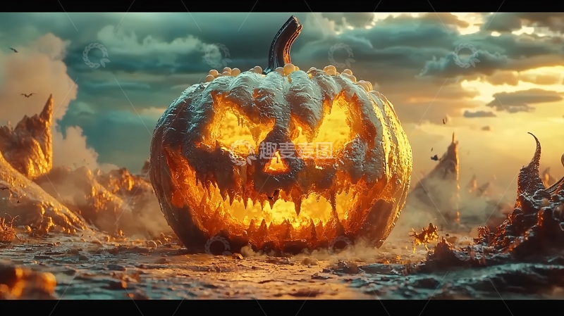 高清大图下载【趣麦麦图】万圣节南瓜灯夜景