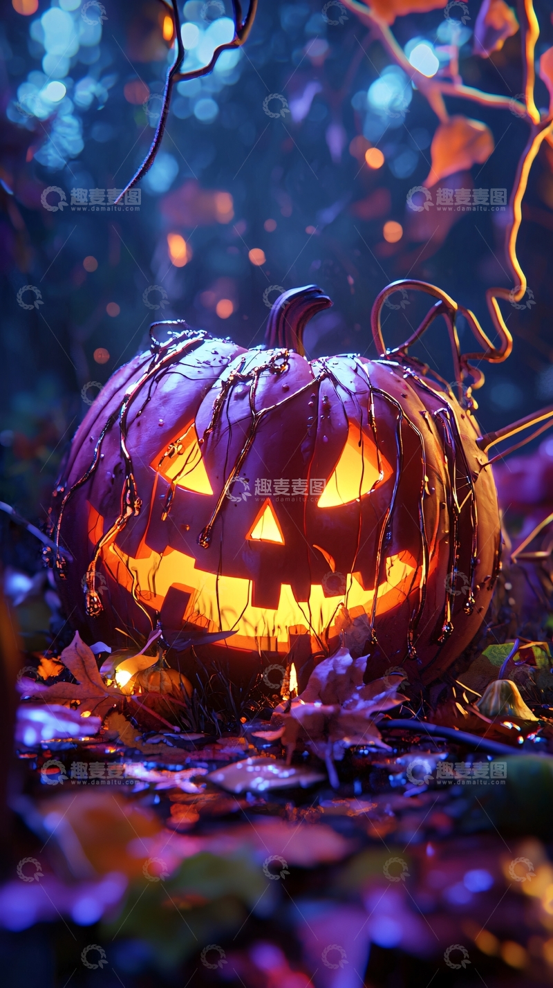 高清大图下载【趣麦麦图】万圣节南瓜灯夜景
