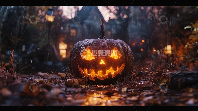 高清大图下载【趣麦麦图】万圣节南瓜灯夜景