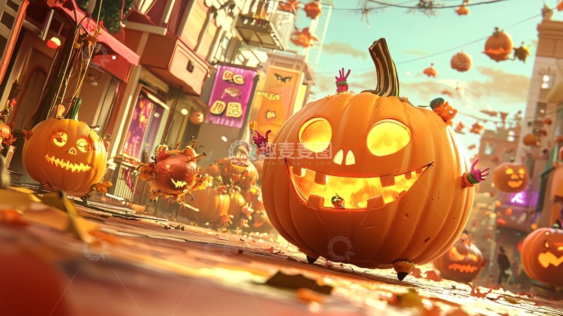 高清大图下载【趣麦麦图】万圣节南瓜街景