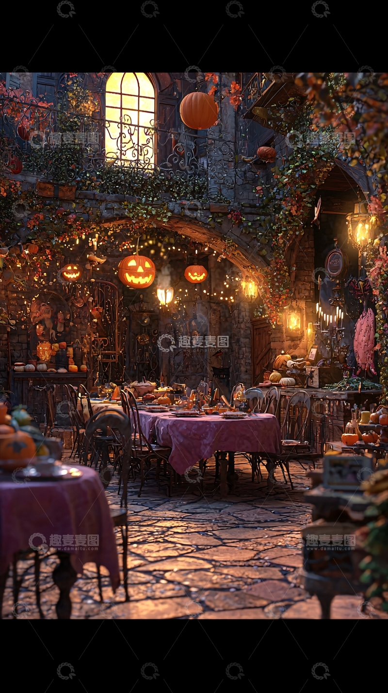 高清大图下载【趣麦麦图】万圣节主题庭院餐桌布置