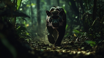 黑豹在丛林中行走