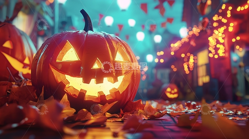 高清大图下载【趣麦麦图】万圣节南瓜灯夜景