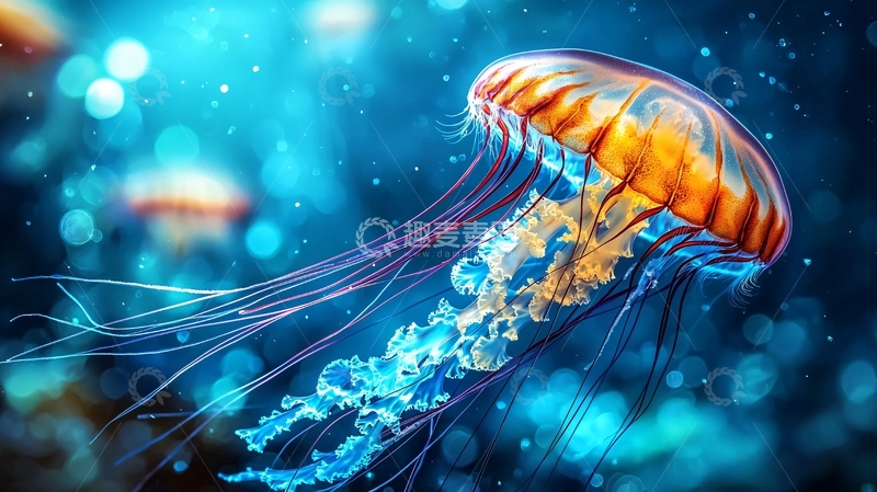 高清大图下载【趣麦麦图】梦幻海底水母动态壁纸