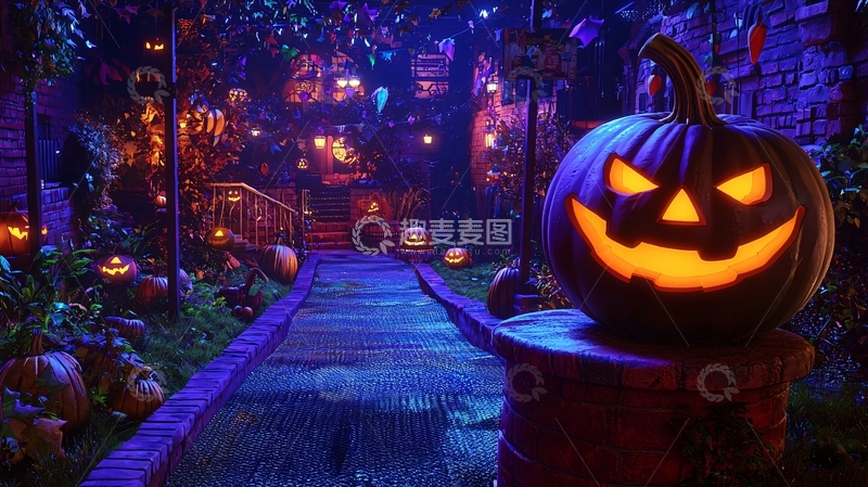 高清大图下载【趣麦麦图】万圣节南瓜灯装饰场景